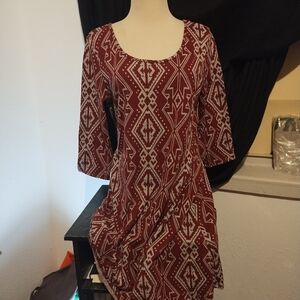 Espresso burgundy and grey dress
